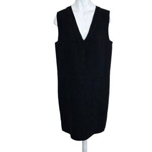 Derek Lam 10 Crosby Boxy Little Black Sheath Dress, Pockets, V-Neck, Size 6